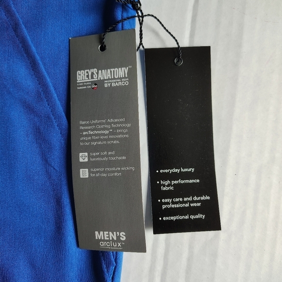Grey's Anatomy by Barco Men’s XL Scrub Pants Blue 6 Pocket Zip Fly Drawstring - Picture 4 of 15